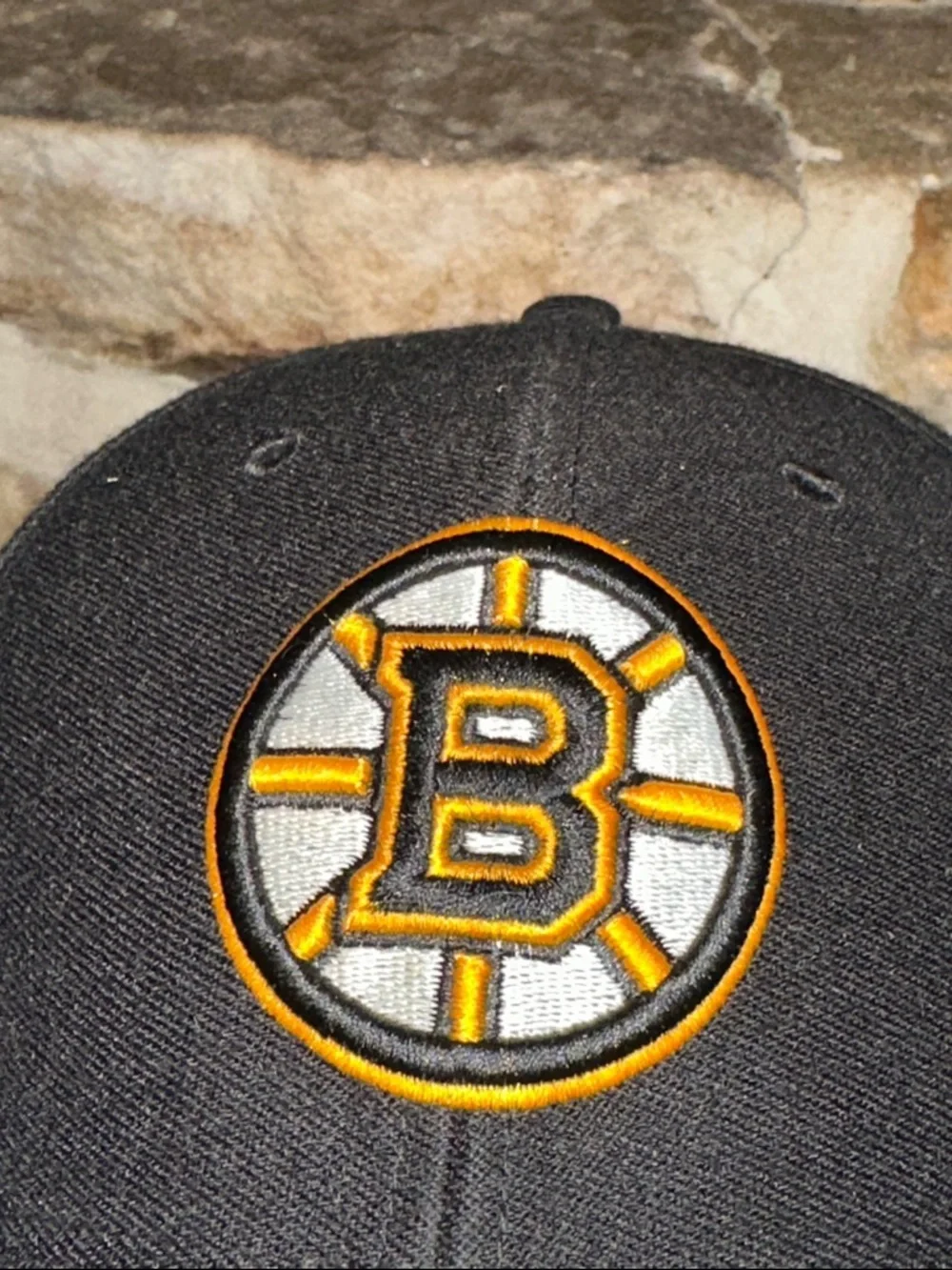 47 Brand Boston Bruins Black Hat with White Logo